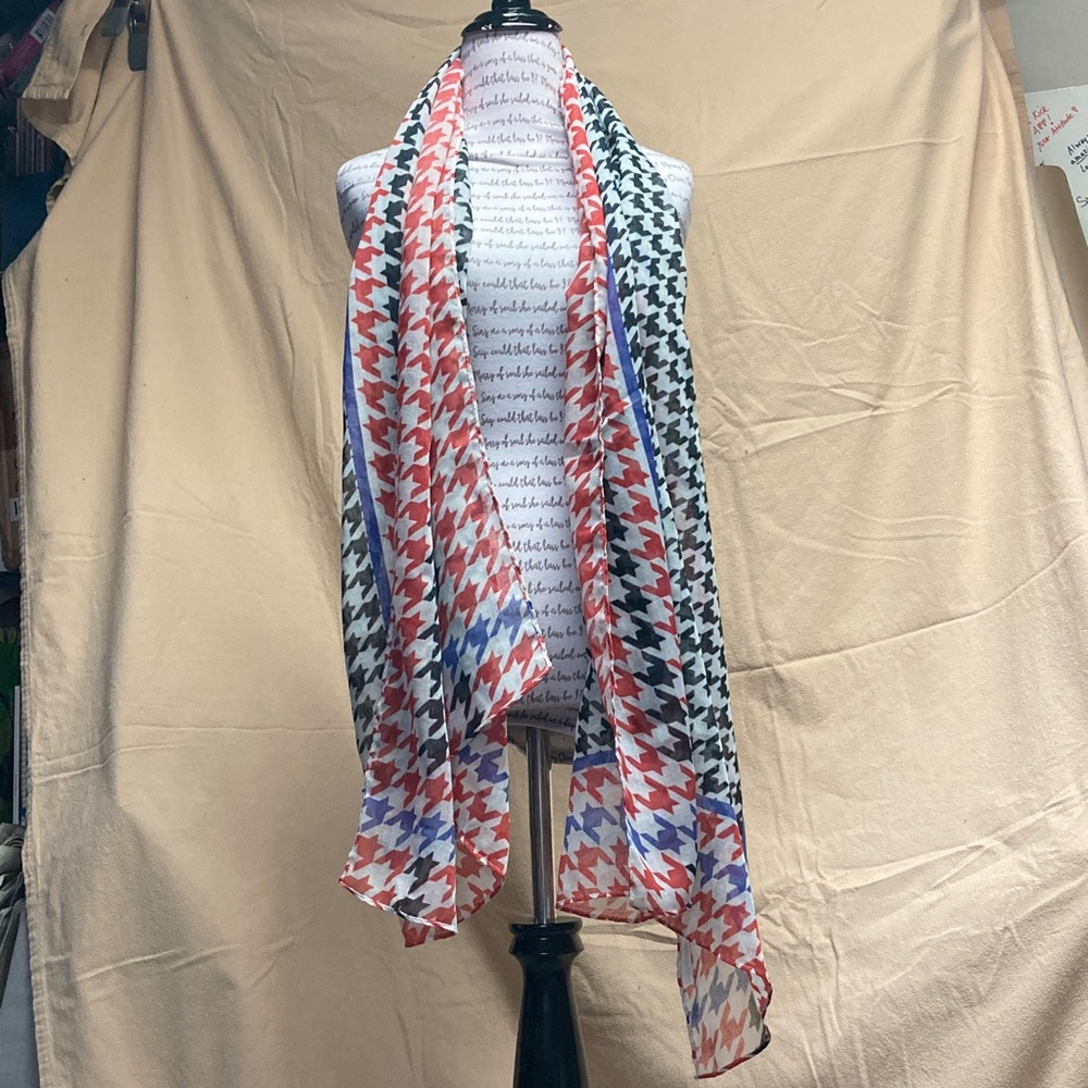 Purple, red, and black lightweight Houndstooth Scarf
